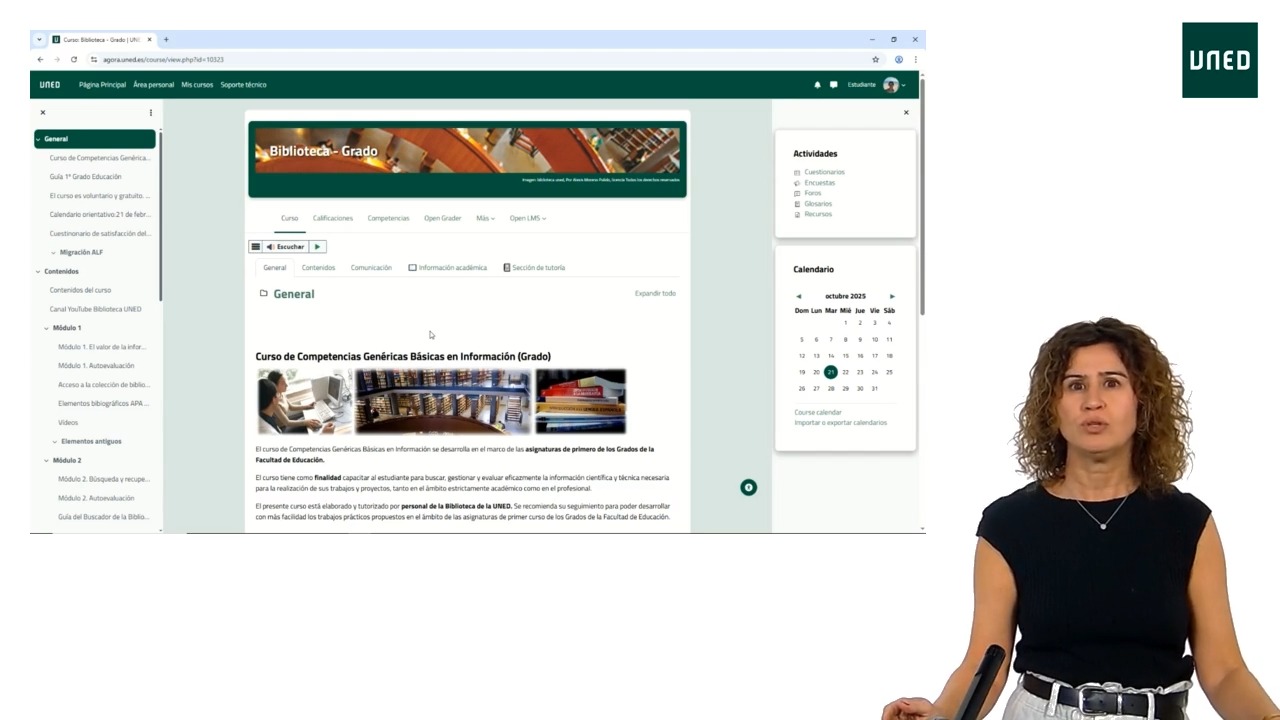 Bienvenida al Curso de Competencias em Información del Grado de Educación