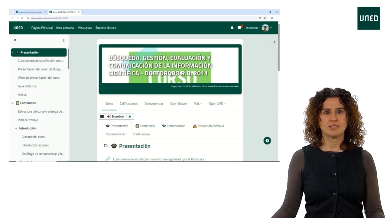 Cómo navegar y descargar los contenidos del curso virtual