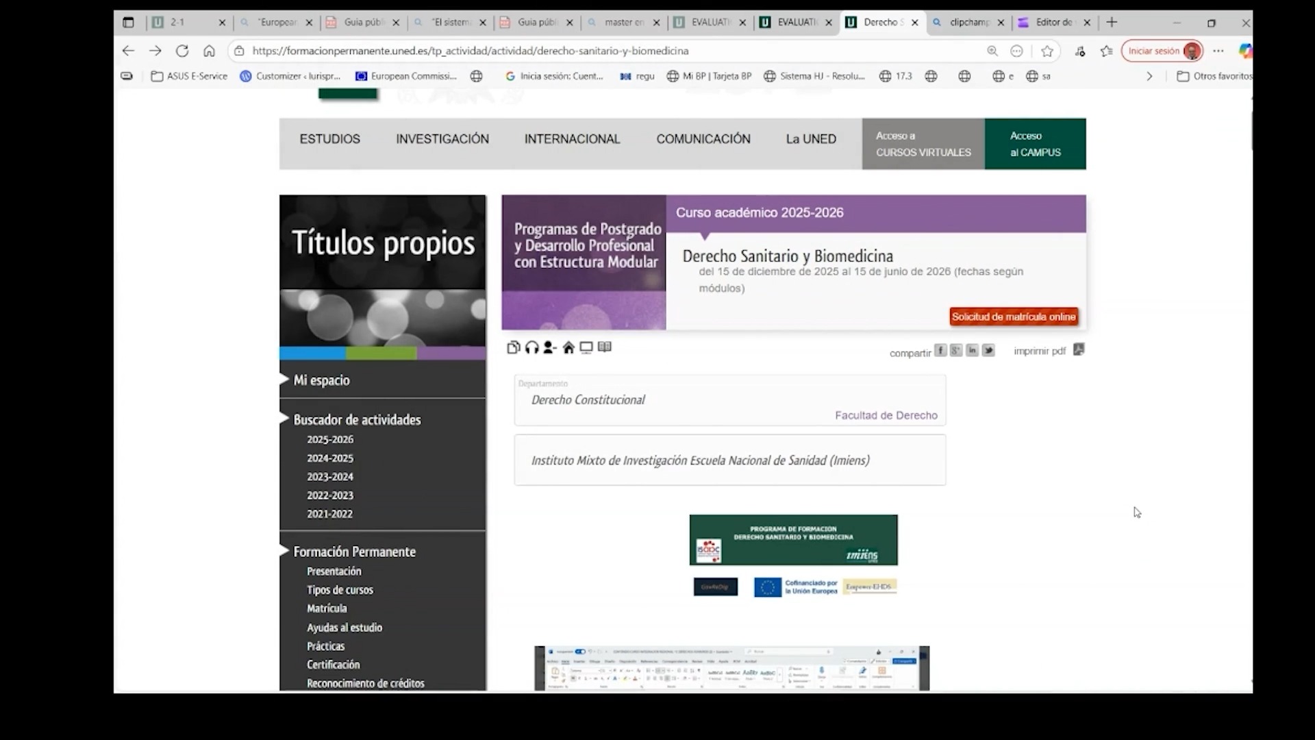 Derecho sanitario y biomedicina
