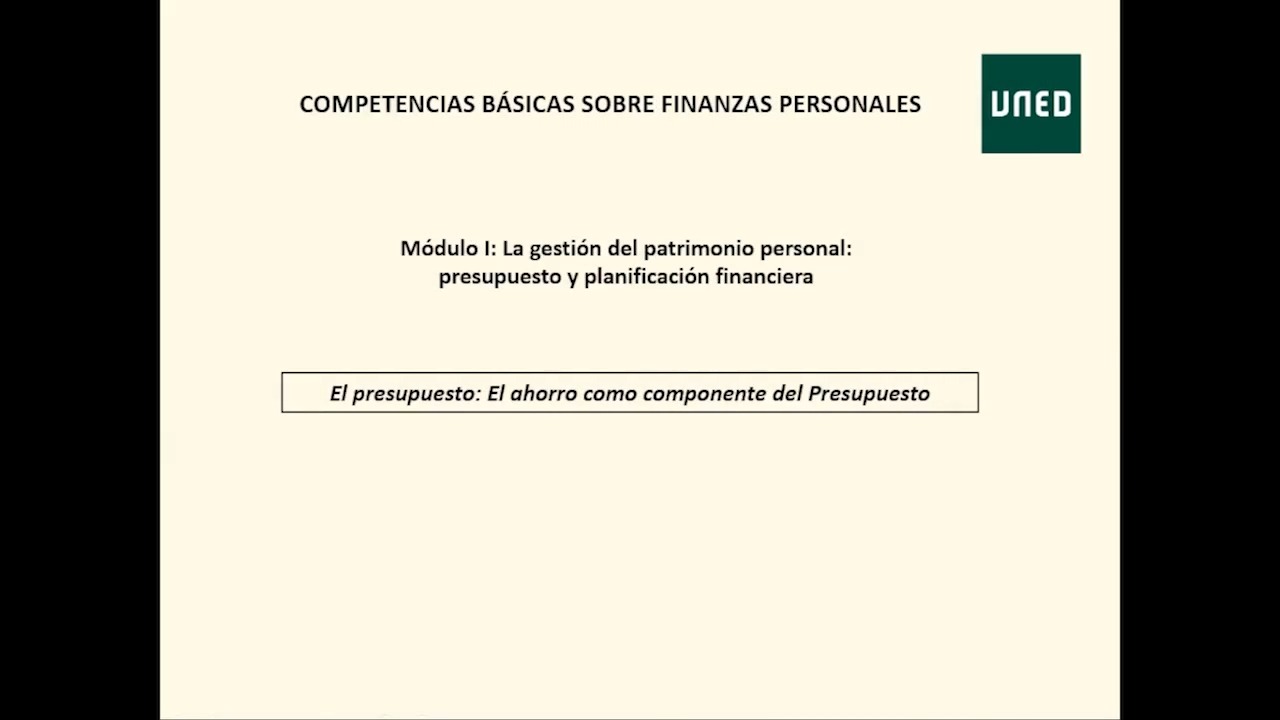 Módulo I. Tema 6 El ahorro como componente del presupuesto