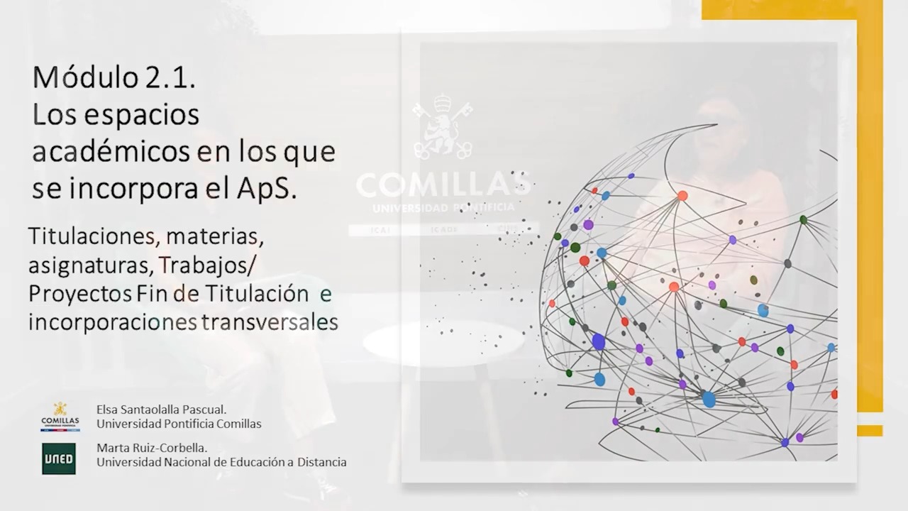 Módulo 2 - Tendiendo puentes: incorporamos el ApS a nuestras titulaciones. 2.1. Los espacios académicos donde se incorpora el ApS...