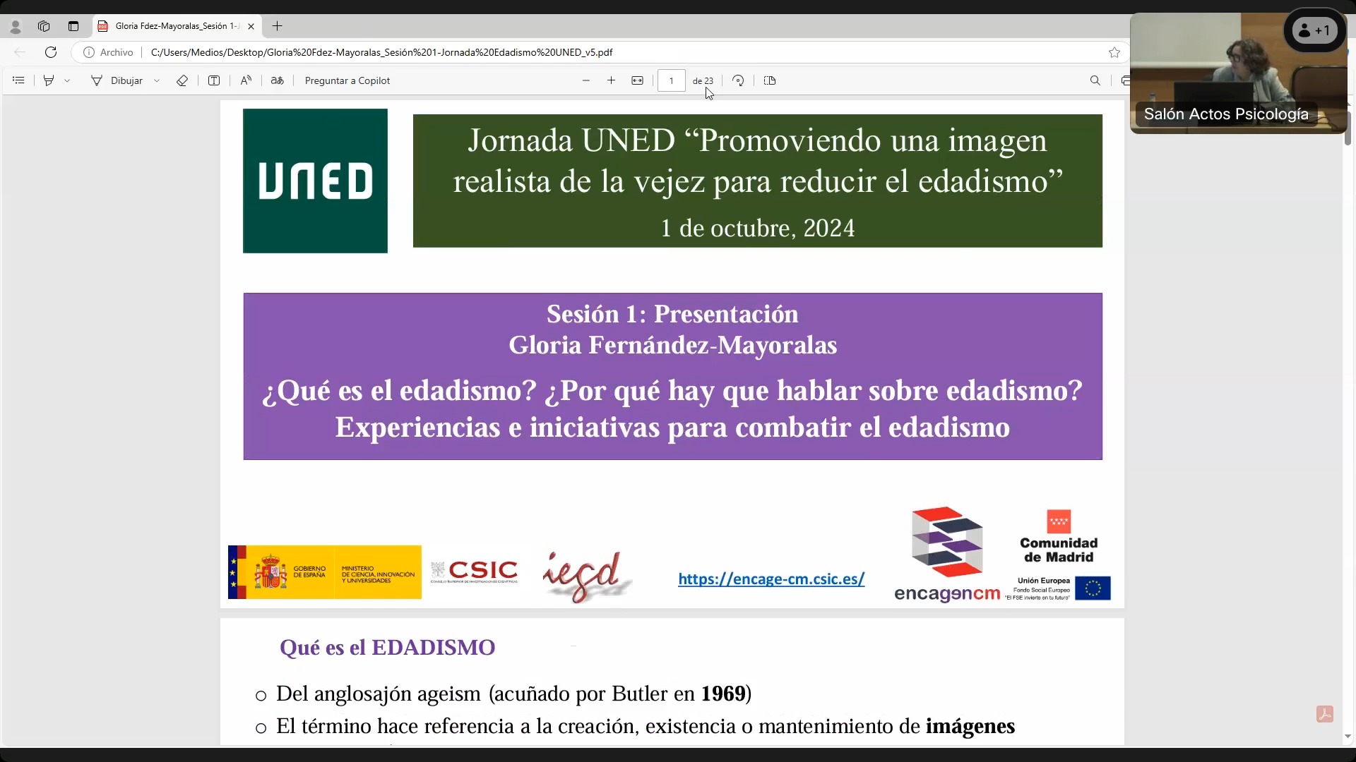 Presentación ¿Qué es el edadismo? ¿Por qué hay que hablar sobre el edadismo? Experiencias e iniciativas para combatir el edadismo