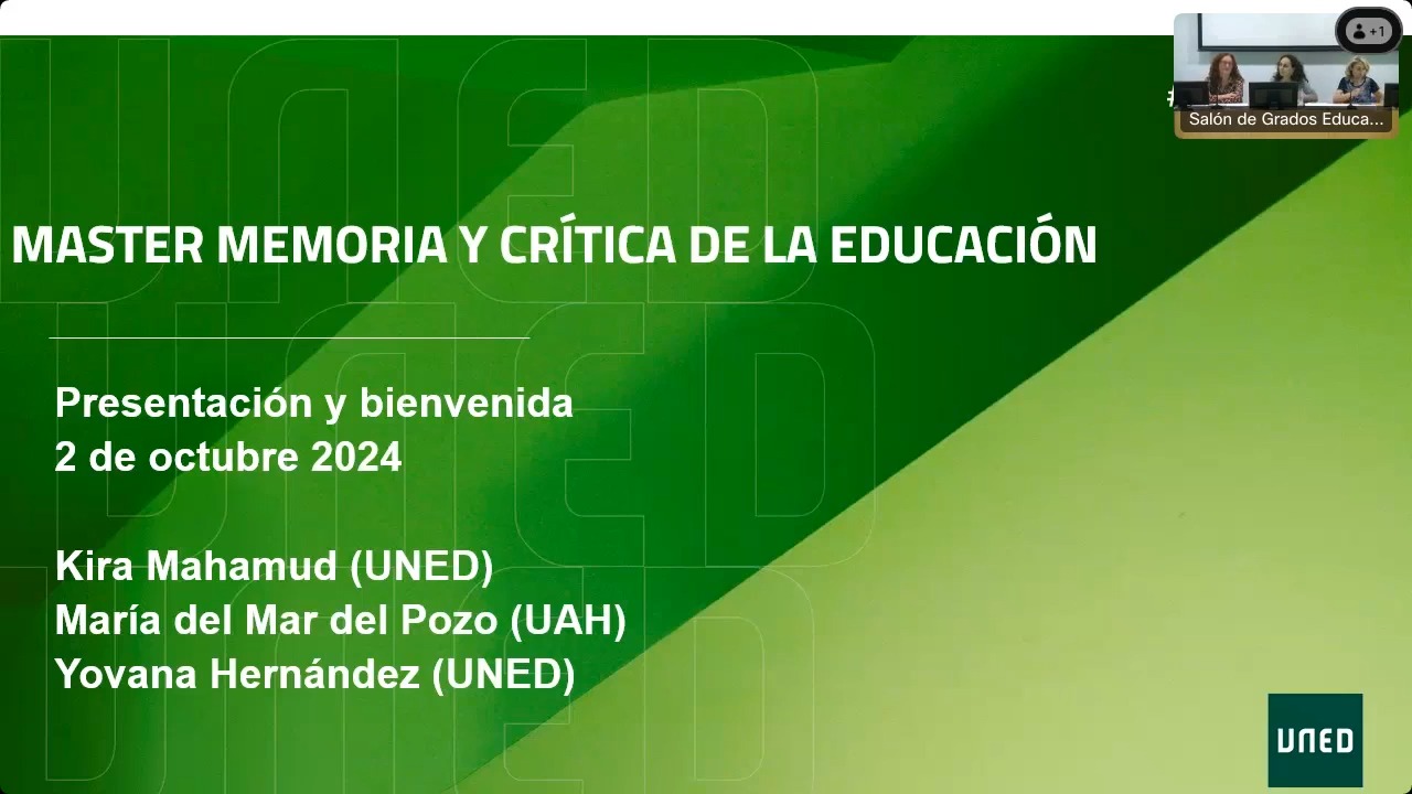 Acto de presentación y bienvenida a los estudiantes del Máster Interuniversitario en Memoria y Crítica de la Educación 2024-2025)