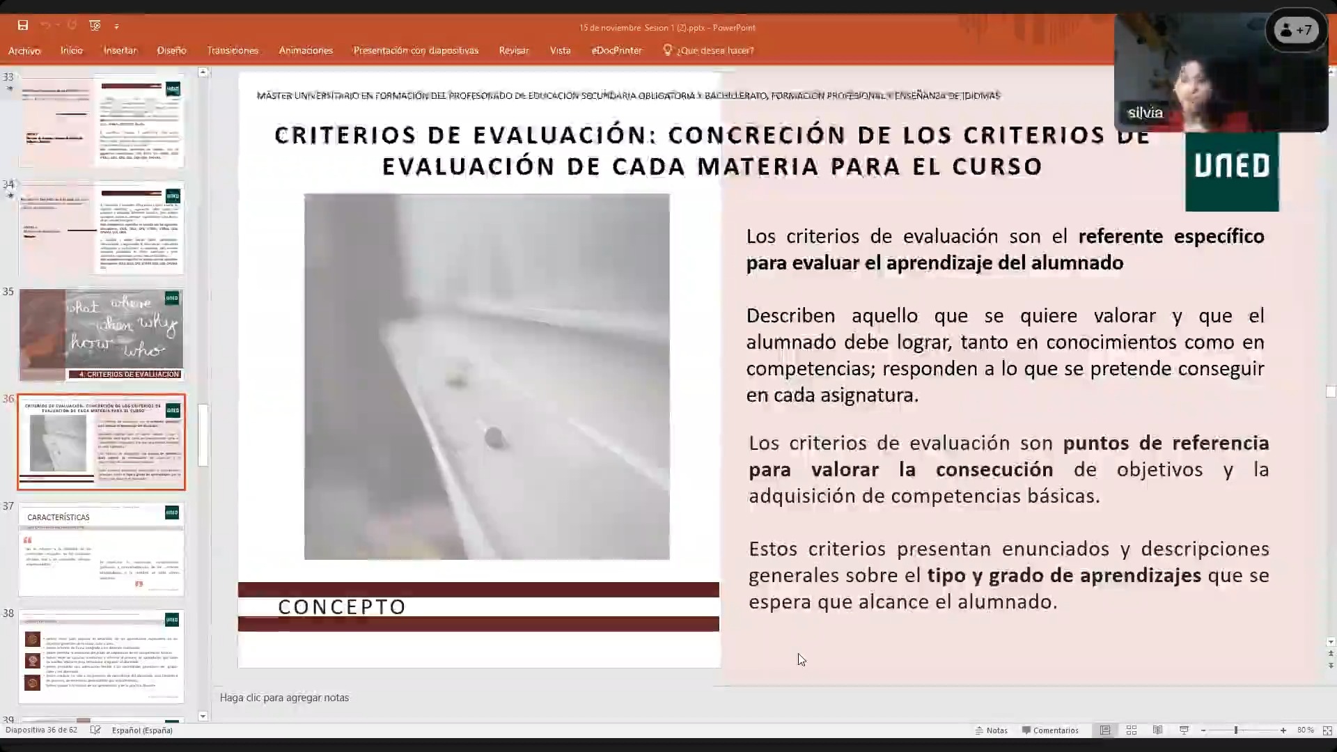 Criterios de calificación y diferentes tipos de evaluación