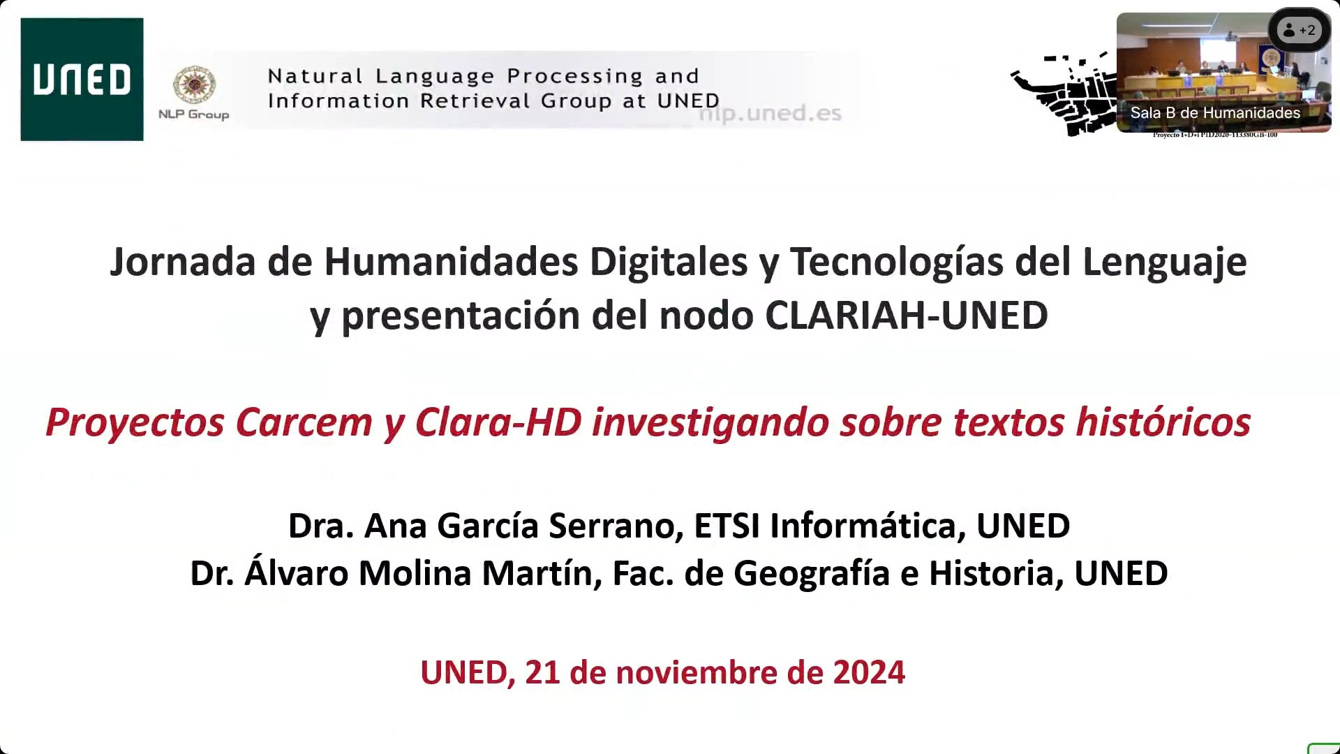 Proyectos Carcem y Clara-HD investigando sobre textos históricos