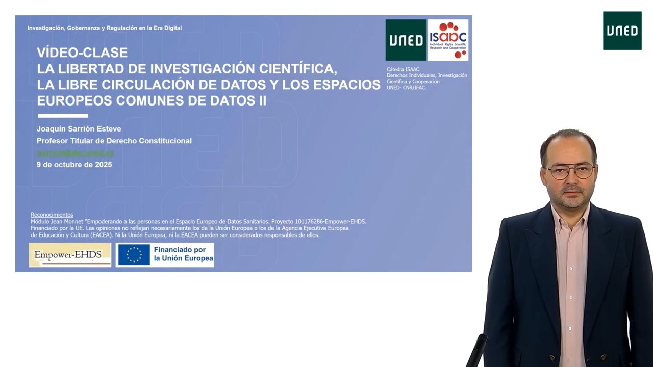 La libertad de investigación científica, la libre circulación de datos y los Espacios Vídeo-clase Europeos Comunes de Datos, parte II