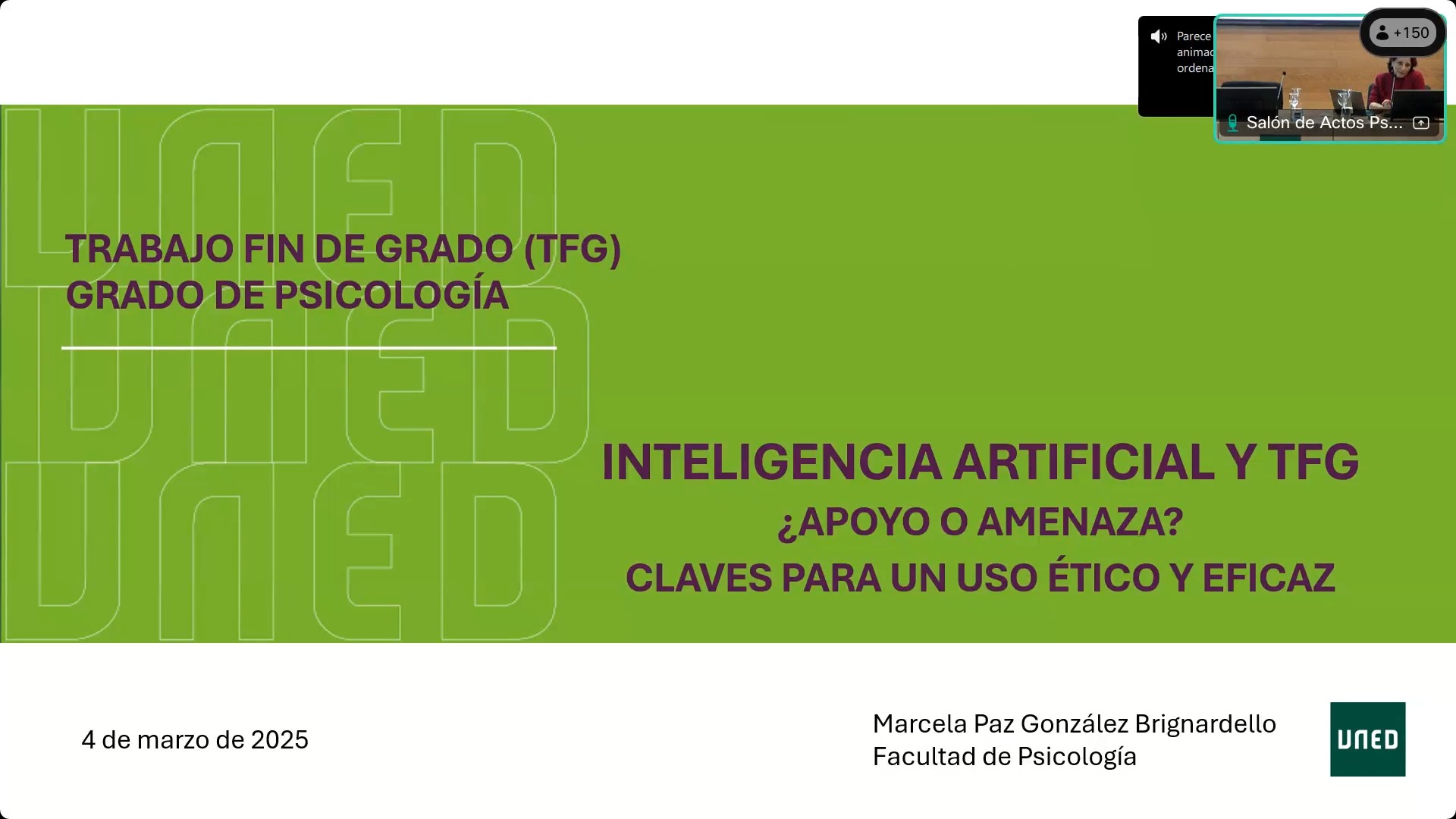 Tercera Charla: Inteligencia artificial y TFG: ¿Apoyo o amenaza? Claves para un uso ético y eficaz