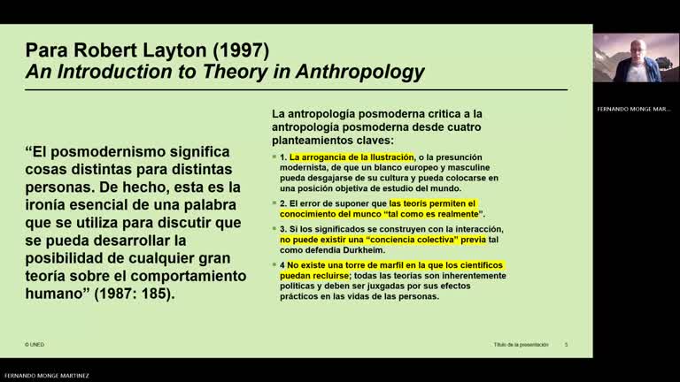El lugar de la antropología posmoderna
