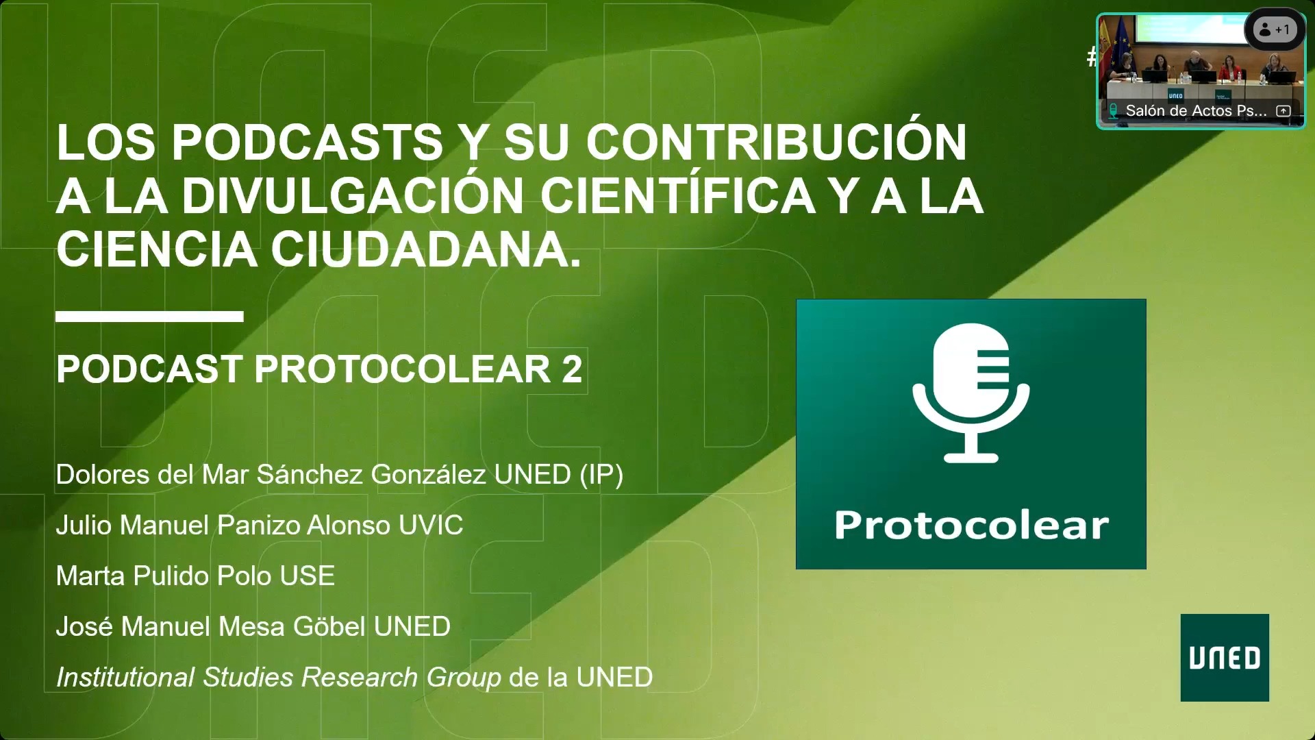 Los podcasts y su contribución a la divulgación científica y a la ciencia ciudadana: podcast, Protocolear 2