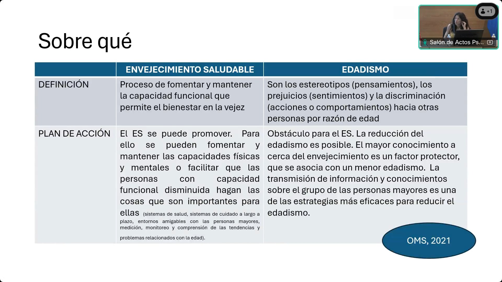 Jornada de divulgación para reducir el edadismo y promover el envejecimiento activo y saludable