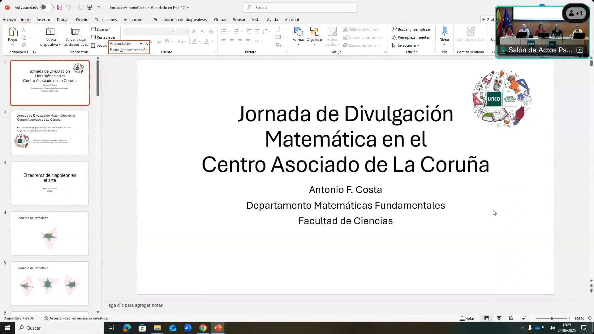 Jornada de Divulgación Matemática en el Centro Asociado de La Coruña