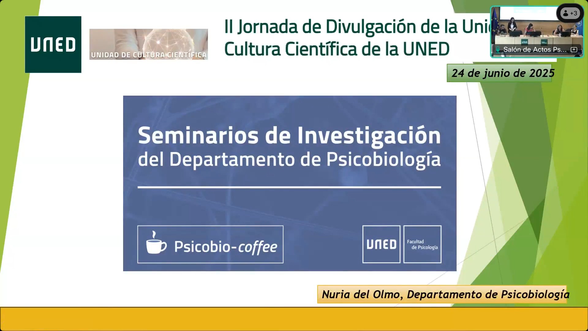 Psicobiocoffees: Seminarios de Investigación del Departamento de Psicobiología de la UNED