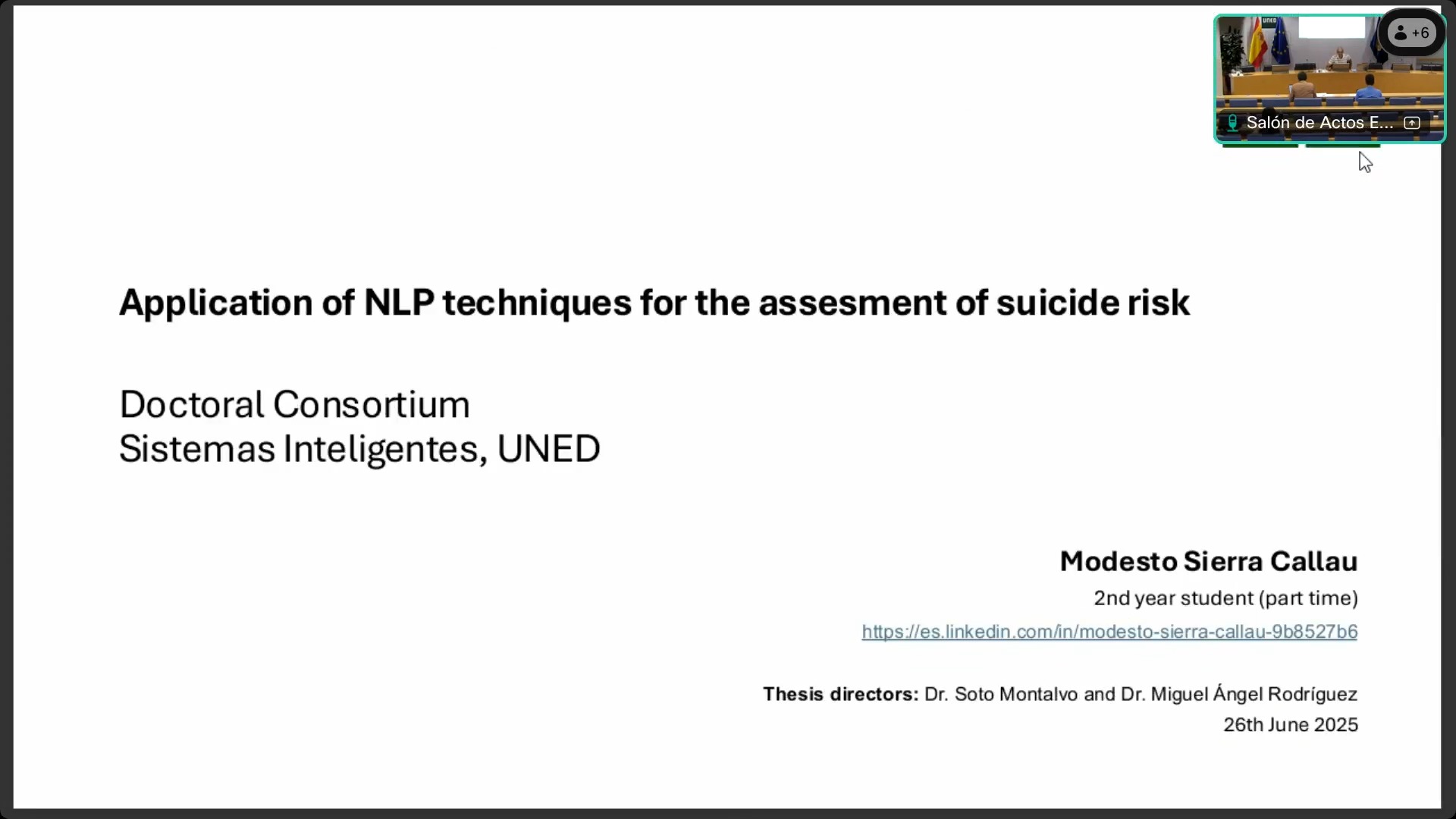 Application of NLP techniques for the assesment of suicide risk