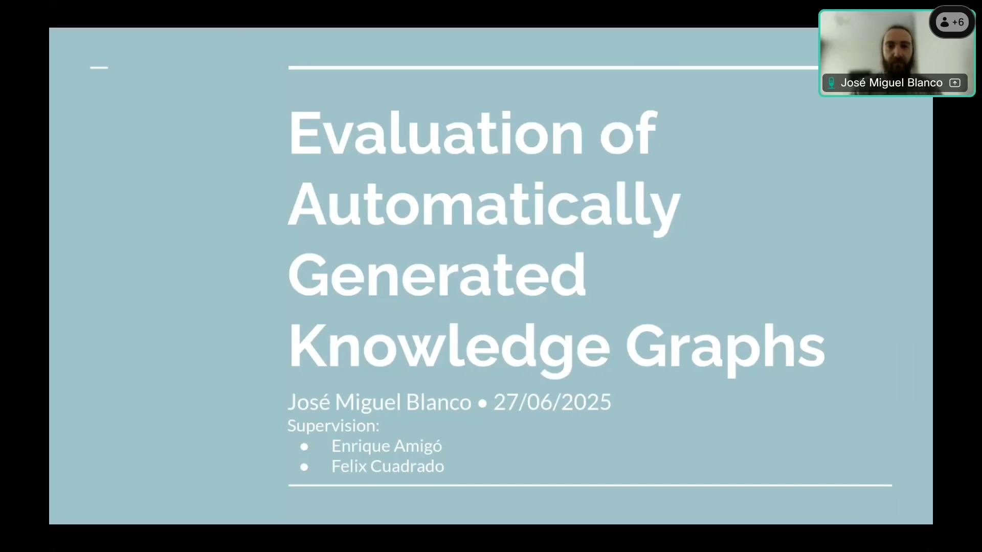 Evaluation of atuomatically generated knowledge graphs