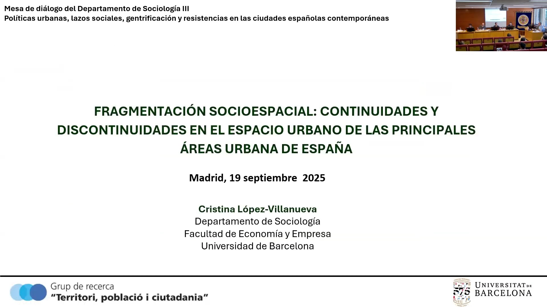 Fragmentación socioespacial: continuidades y discontinuidades en el espacio urbano en las principales áreas urbanas de España