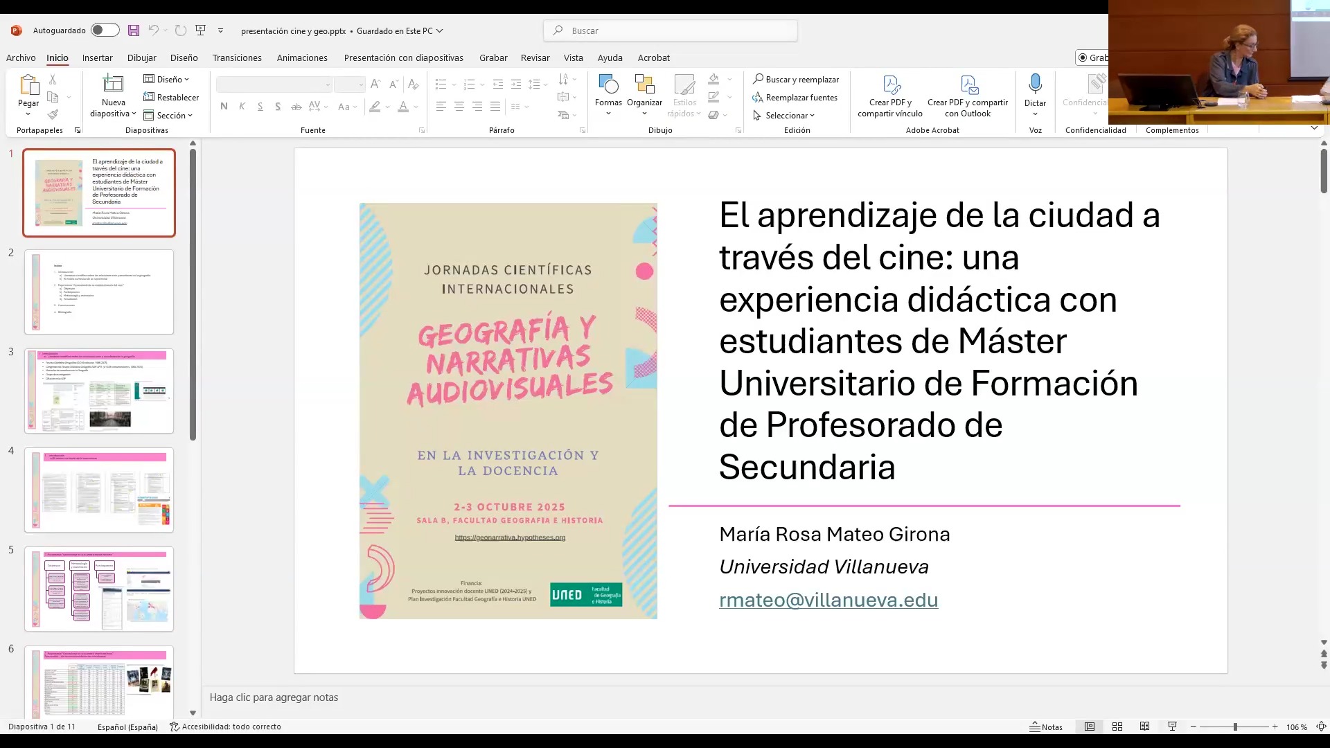 El aprendizaje de la ciudad a través del cine: una experiencia didáctica con estudiantes de Máster de Formación de Profesorado