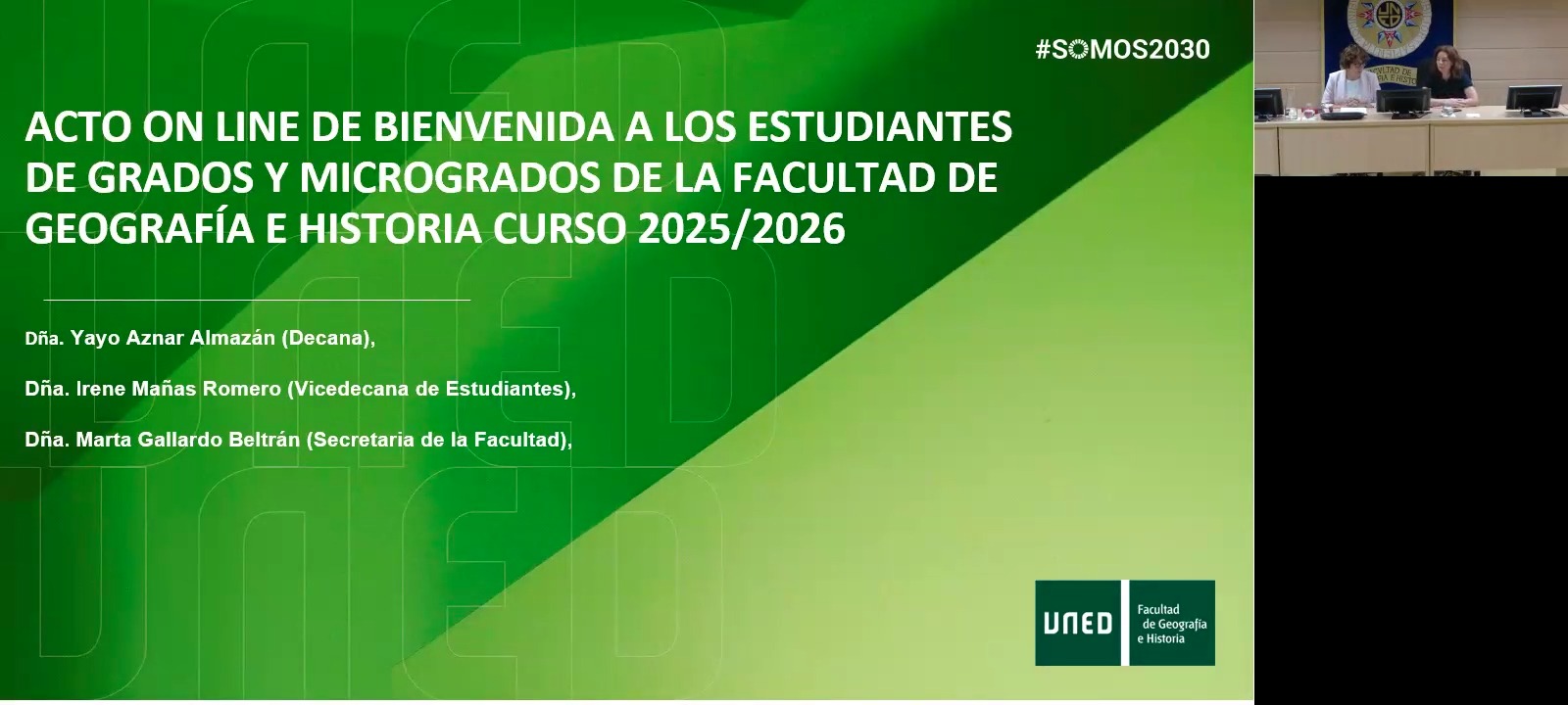 Presentación del Curso Académico 2025-2026 de la Facultad de Geografía e Historia
