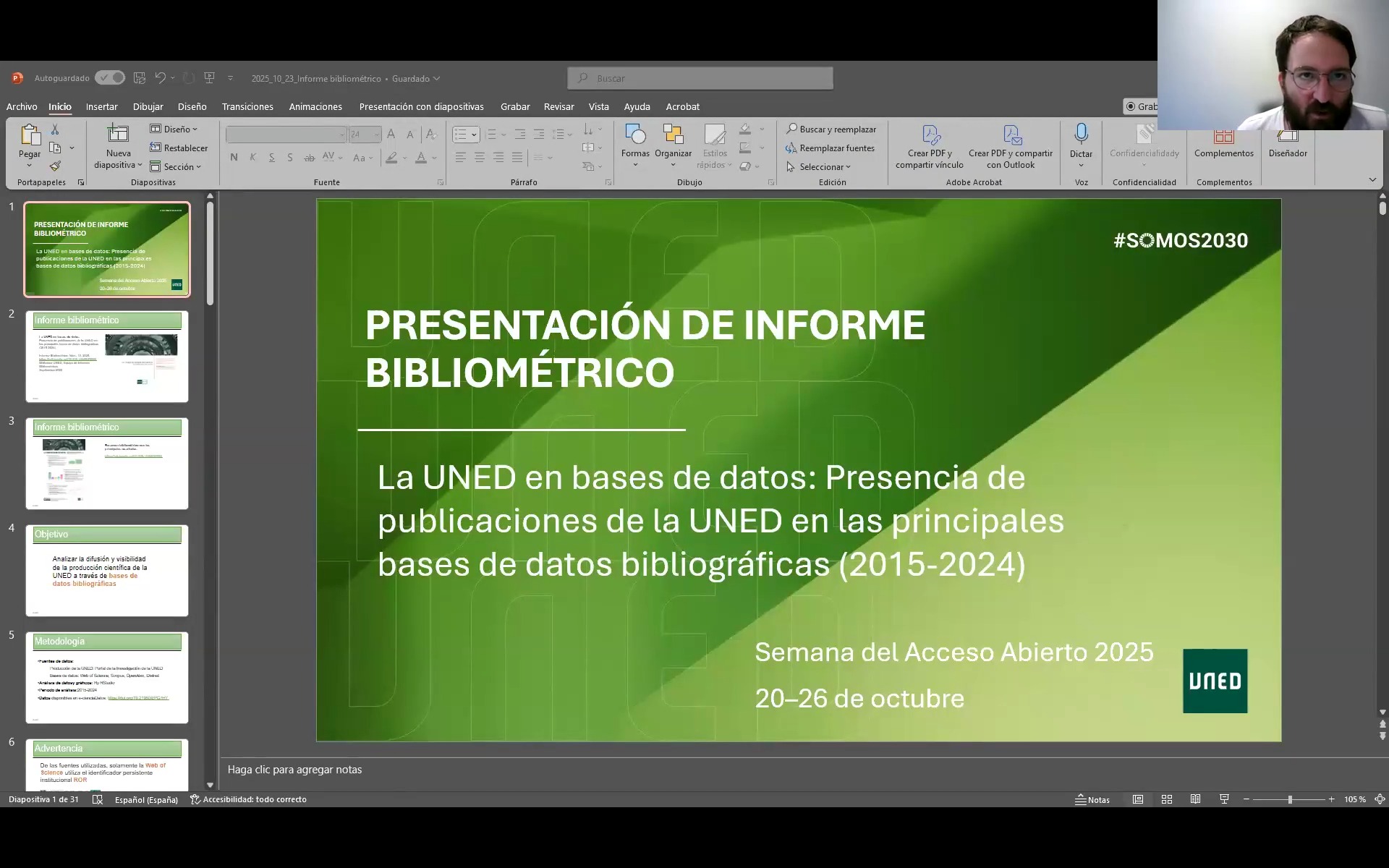 Presentación de informe bibliométrico
