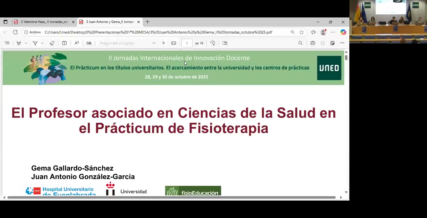 El profesor asociado en Ciencias de la Salud en el Prácticum de Fisioterapia