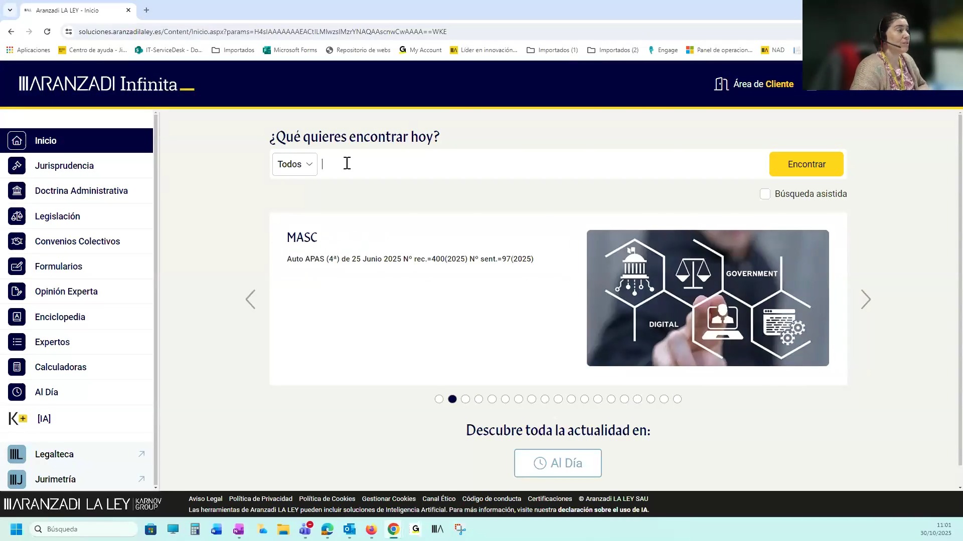 Aranzadi Infinita: base de datos jurídica con capacidades de inteligencia artificial para el apoyo a la docencia e investigación
