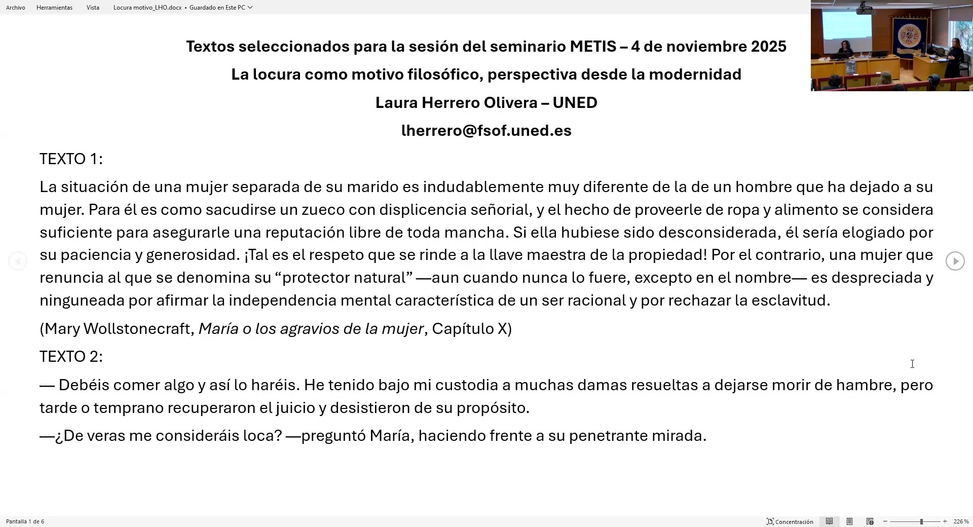 La locura como motivo filosófico, perspectiva desde la modernidad