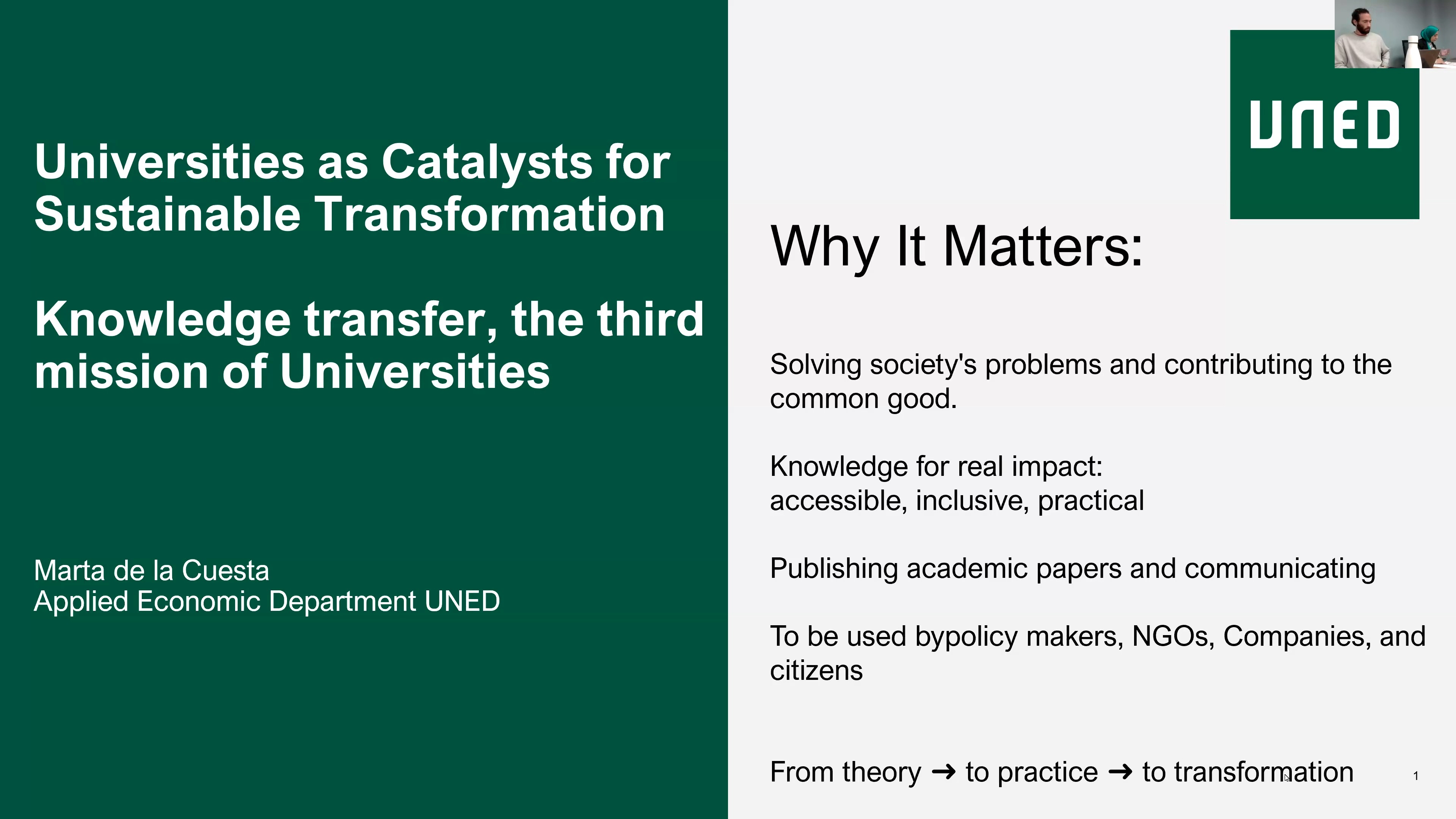 Mesa redonda 5: Transferencia y extensión en la política de sostenibilidad universitaria