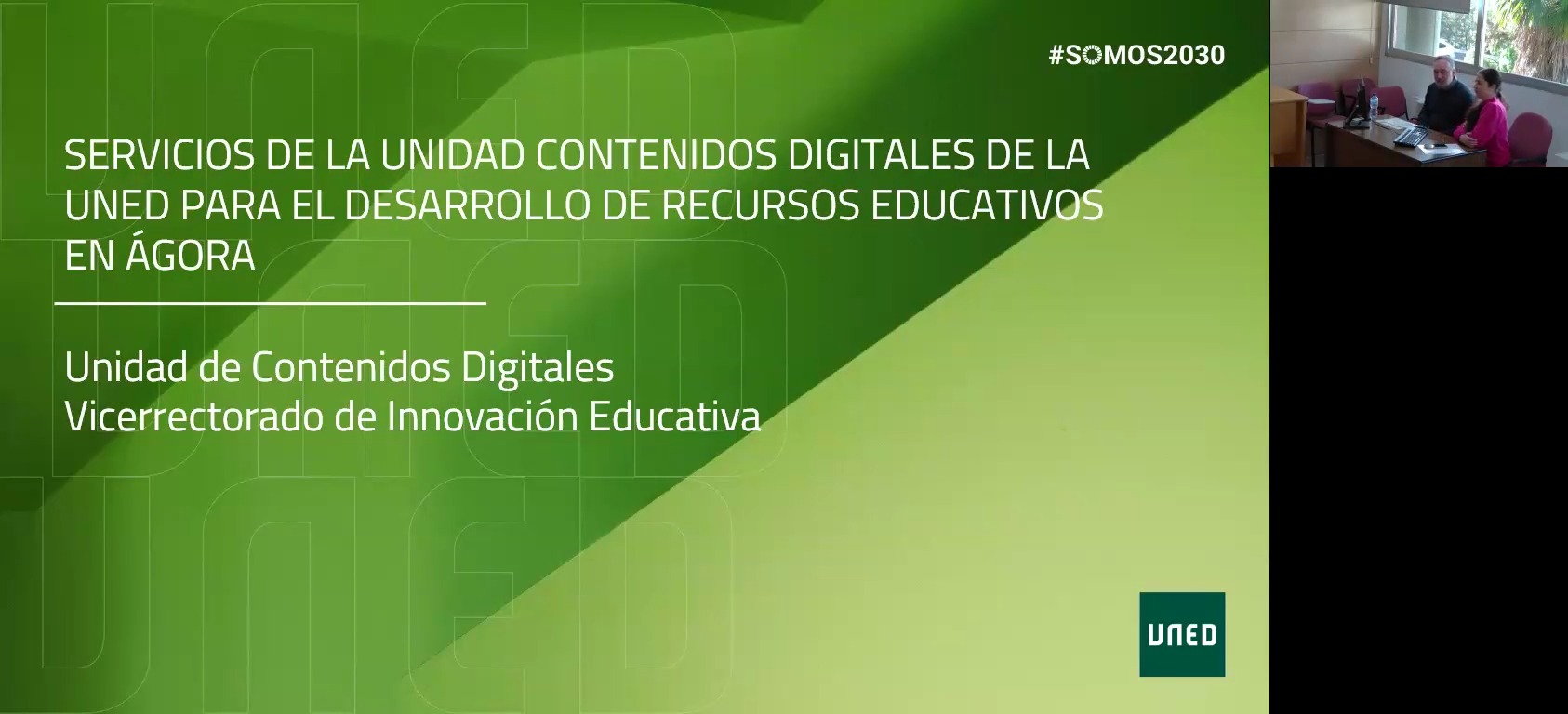 Servicios de la unidad Contenidos Digitales de la UNED para el desarrollo de recursos educativos en Ágora (Campus Senda del Rey)
