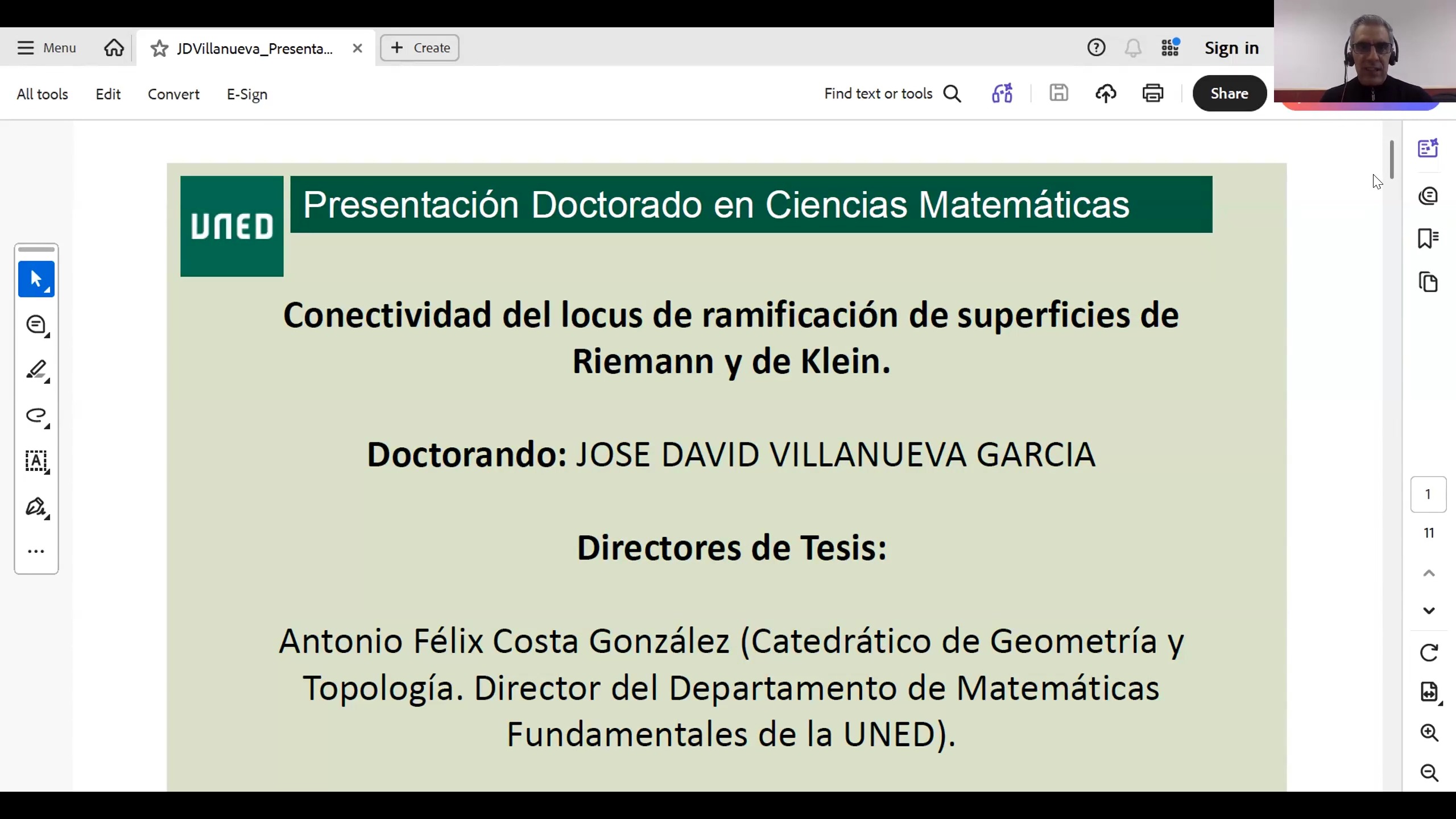 Conectividad del locus de ramificación de superficies de Riemann y de Klein
