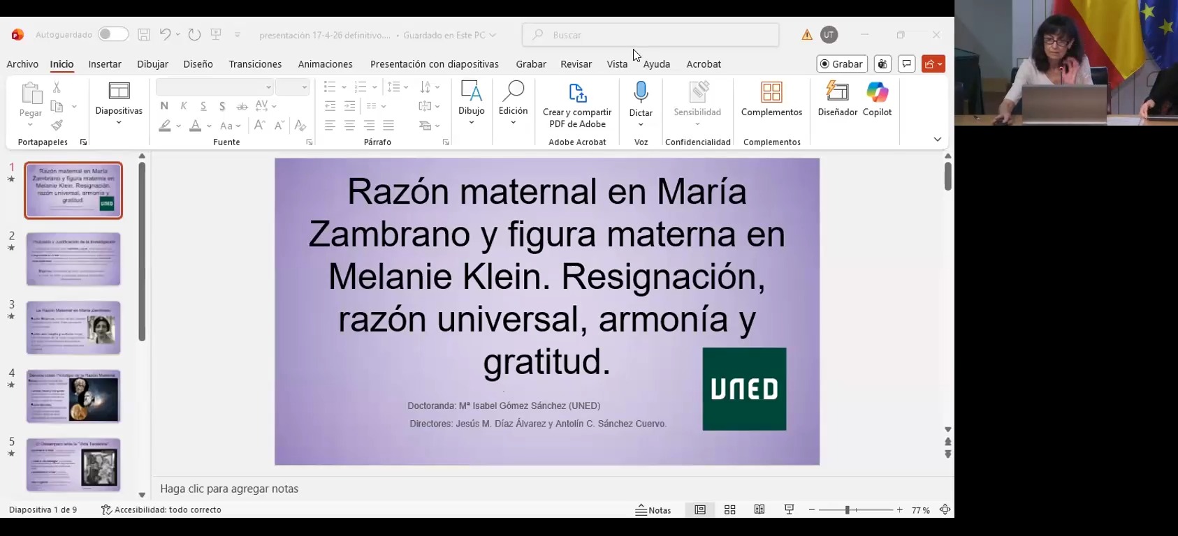 Razón maternal en María Zambrano y figura materna en Melanie Klein