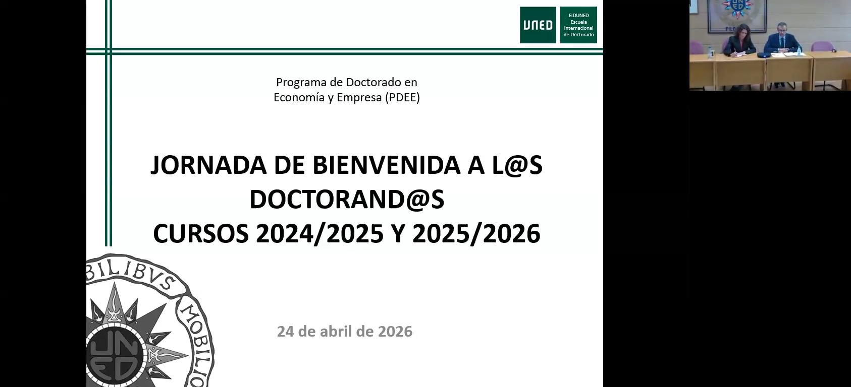 Acto de inauguración: primeros pasos en el programa de doctorado