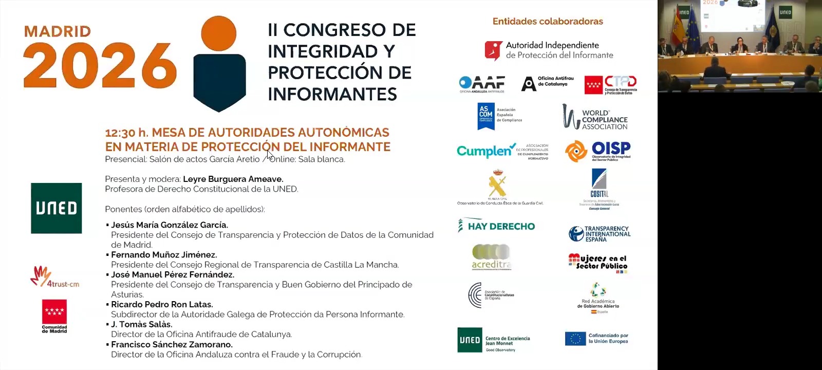 Mesa de autoridades autonómicas en materia de protección del informante