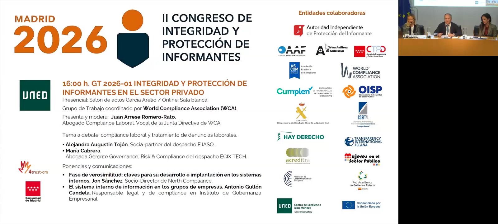 Grupo de Trabajo coordinado por World Compliance Association (WCA)