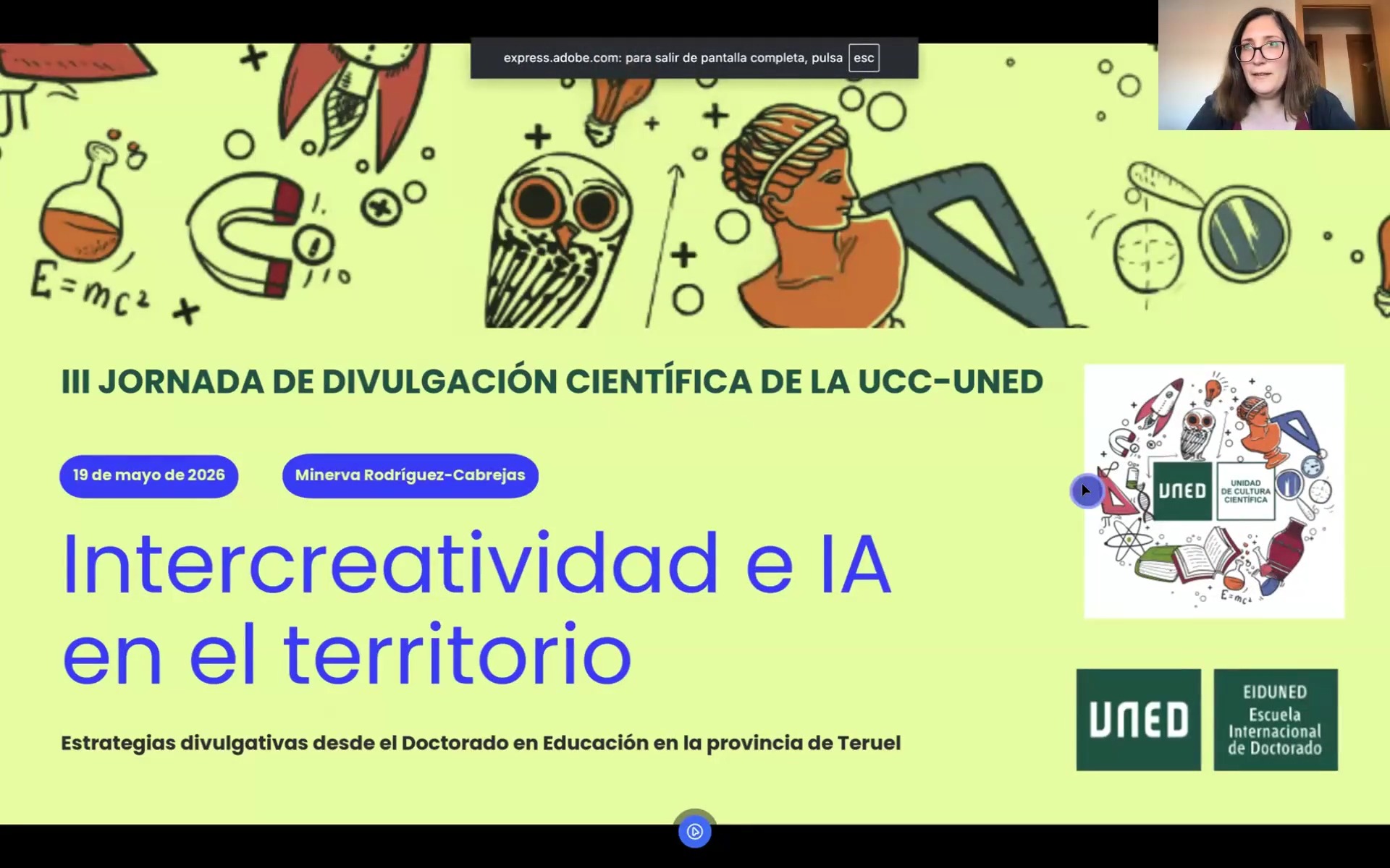 “Intercreatividad e IA en el territorio: estrategias divulgativas desde el Doctorado en Educación en la provincia de Teruel” (online)