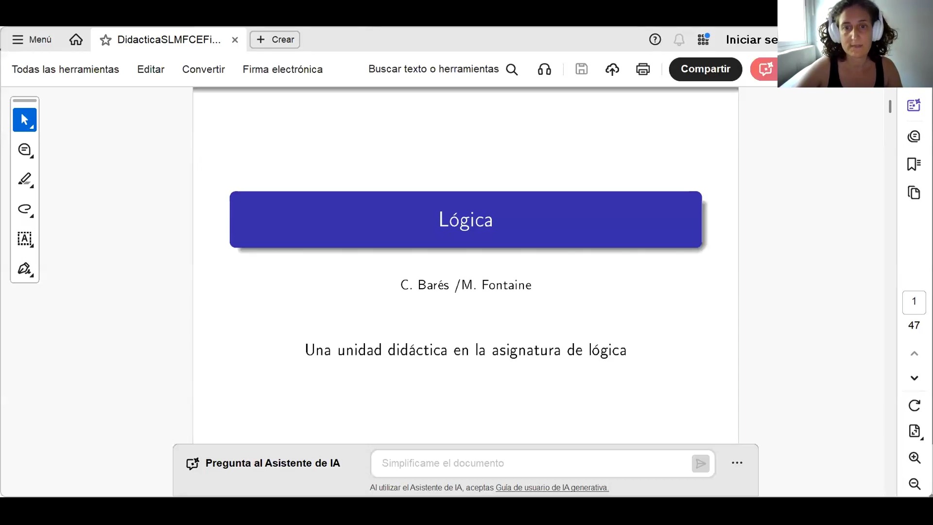 Una unidad didáctica en la asignatura de lógica