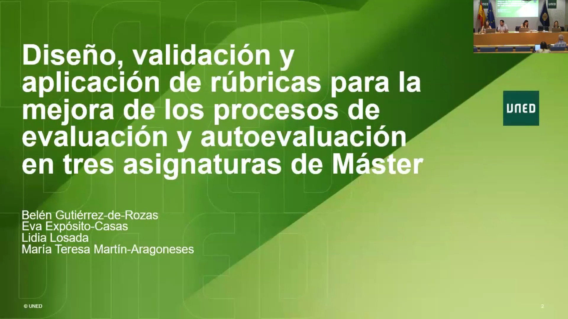 Diseño, validación y aplicación de rúbricas para la mejora de los procesos de evaluación y autoevaluación en tres asignaturas de Máster