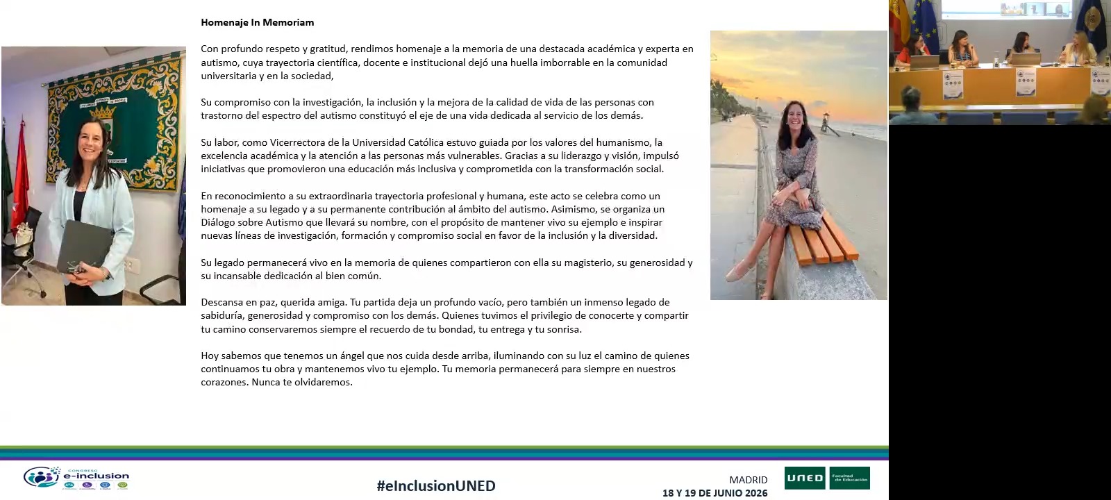 Diálogo sobre Inclusión de Personas Autistas. In memoriam de la profesora Dra. Dª. Viviana Sofía Sánchez Bobadilla (Universidad Católica de Paraguay)