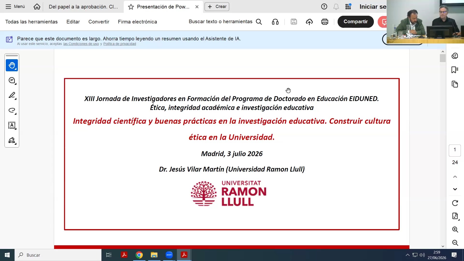 Integridad científica y buenas prácticas e investigación educativa. Construir cultura ética en la Universidad