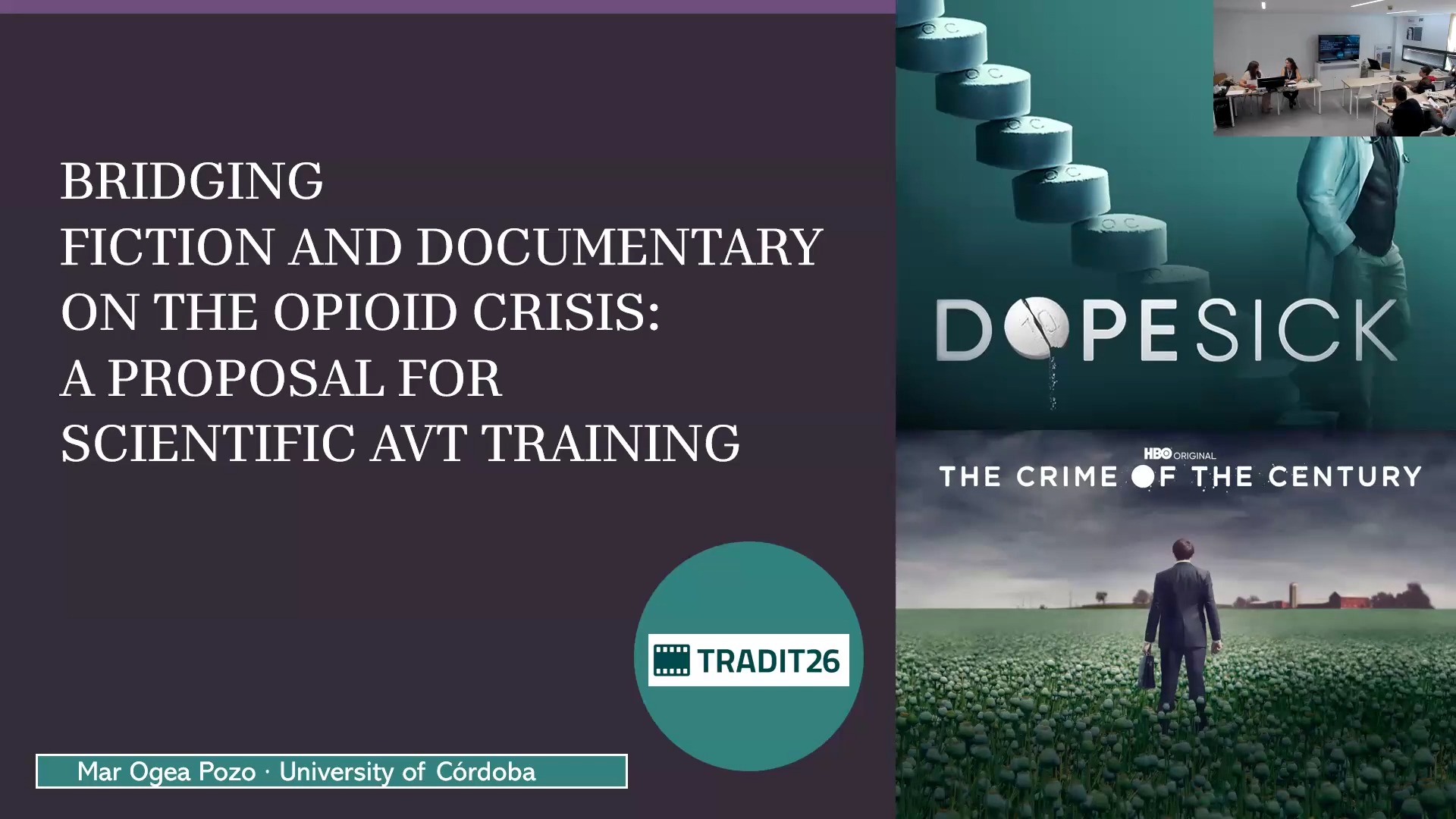 Bridging Fiction and Documentary on the Opioid Crisis: A Proposal for Scientific AVT Training