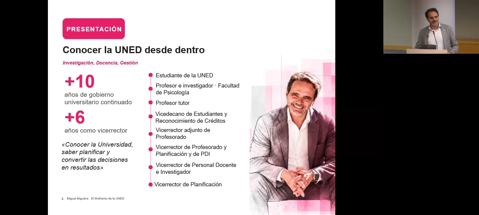Acto de presentación de la candidatura de Miguel Miguéns a Rector de la UNED